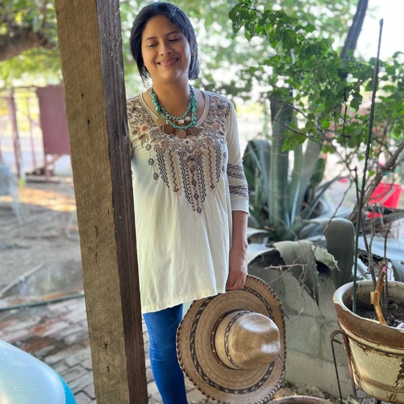 JOHNNY WAS Size S Cream Marushka Trapeze Blouse - Picture 4 of 9